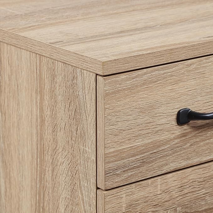 OSP Home Furnishings Ace 3-Drawer Mobile File Cabinet Full Extension Slides Key Lock System Rolling Casters 26.75x19x14 Inches River Oak Wood Finish