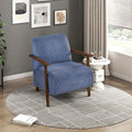 Lexicon Modern Accent Chair with Solid Wood Frame in Brown Finish Corduroy Fabric Upholstered Living Room Lounge Arm Chair Thick and Comfy Innerspring Seat Cushion Blue