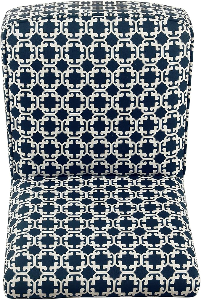 HomePop Youth Modern Armless Slipper Chair Indigo and White Lattice