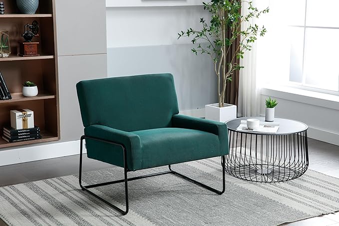 Accent Chair - Modern Industrial Slant Armchair with Metal Frame - Premium High Density Soft Single Chair for Living Room Bedroom