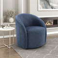 Lexicon 360 Degree Swivel Accent Chair Boucle Fabric Arm Chair with Metal Swivel Base and Sloped Arms for Living Room/Bedroom/Office Blue
