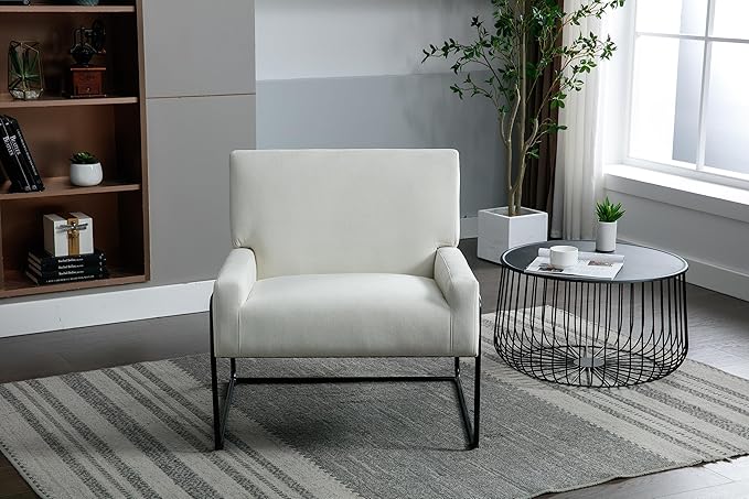 Accent Chair - Modern Industrial Slant Armchair with Metal Frame - Premium High Density Soft Single Chair for Living Room Bedroom