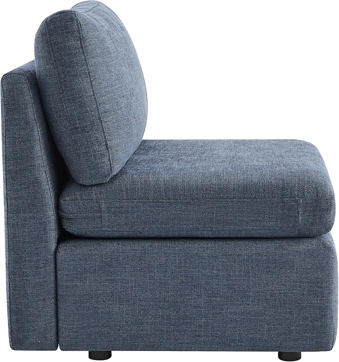 CHITA Modern Upholstered Middle Module for Modular SectionalSectional Sofa Couch Accent Armless Chair Blue