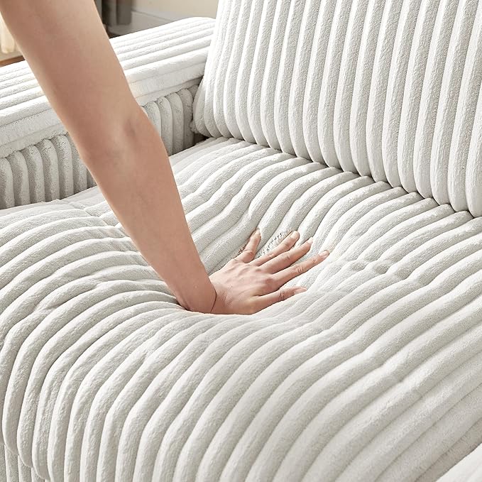 Sheng &amp Far Corduroy Loveseat Sofa Set with Storage Armrests and USB Charging Port 71 Wide Begie