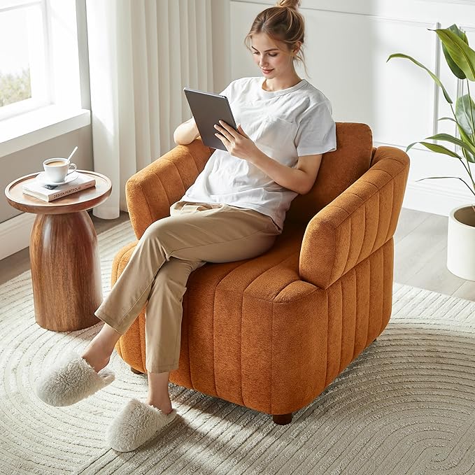 Oversized Accent Chairs Set of 2 Comfy Boucle Living Room Chairs with Deep Seat &amp High Pillow Backrest Sherpa Upholstered Armchair Reading Chair Modern Single Sofa Chair for Living Room &amp B