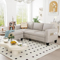ZeeFu Convertible Sectional Sofa Couch 3 Seat L-Shaped Sofa with Movable Ottoman Modern Mocha Brown Velvet Linen Upholstered Small Sectional Sofa Couch for Small Space Apartment Living Room Office