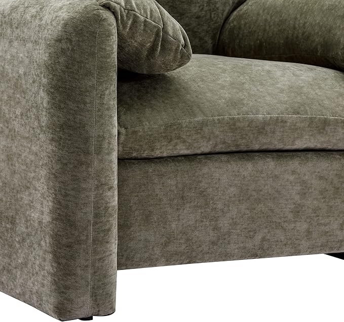 Modern Velvet Fabric Chenille Oversized Single Sofa 38.6’’ W Living Room Accent Armchair Lounge Chair for Living Room Bedroom Meeting Room Hotel Lobby (Matcha Green)