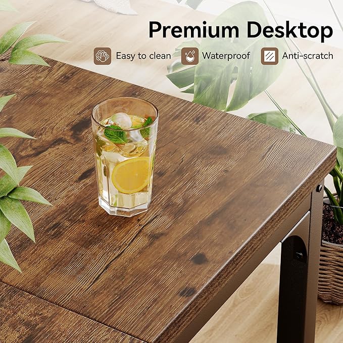 66 Inch L Shaped Computer Desk 1.2 Inch Extra-Thick Desktop Corner Office Desk with Robust Metal Tubes Gaming Writing Work Desk for Home Office Rustic Brown and Black