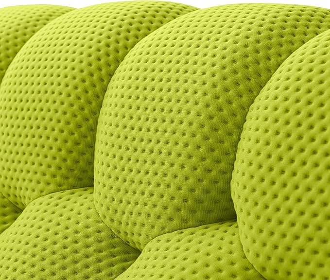 Bubble Couch 98.43'' Modern 3-Seater Modern Lazy Floor Couch Memory Foam Round Sofa 3D Honeycomb Shape Curved Sofas for Living Room Office Apartment (Lemon Green)
