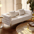 homary Sofa 79 Boucle Upholstered Sofa Modern White Couches for Living Room 3 Seater Sofa Couch with Pillows (Boucle White &amp Gold)