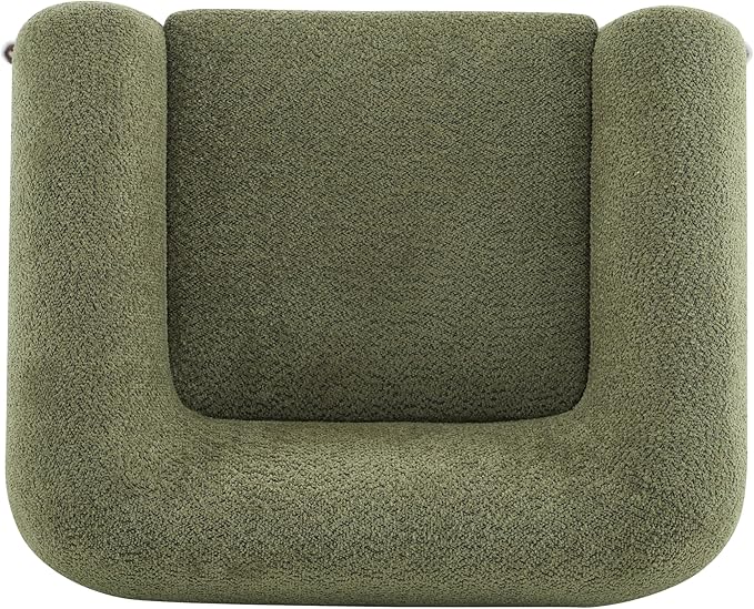 Christopher Knight Home Holly Modern Boucle Fabric Upholstered Club Chair for Living Room Home Office Apartment Relaxing Chair with Removable Cushion and Birch Wood Legs Olive Green+Walnut