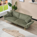 79 W Foldable Sofa BedOverstuffed Futon LoveseatComfy Upholstered Sofa Chair with Adjustable Armrests &amp BackrestConvertible Extra Deep Sleeper Sofabed for Living Room (Green 2 Seat)