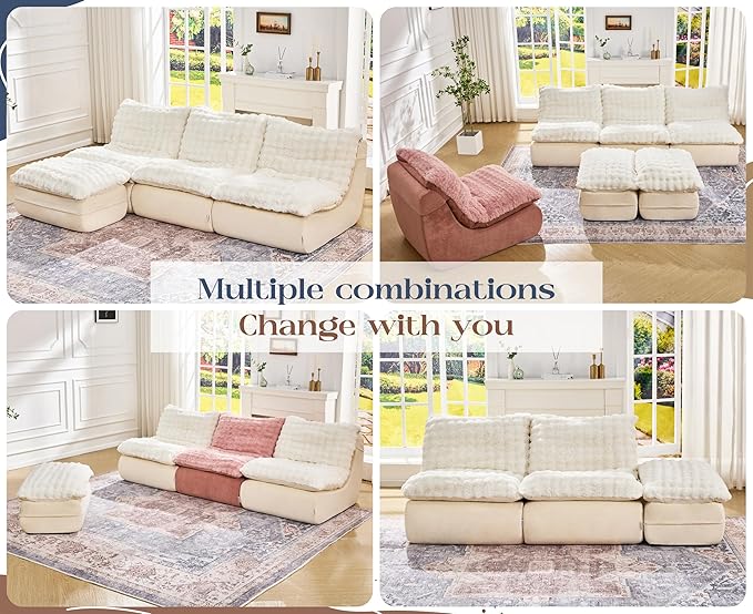 Hobestluk Sofa Couch Foam Sofa for Small Spaces Comfy Sofas with Footrest Couch Recliner Small Sofas for Living Room Bedroom Apartment (White)