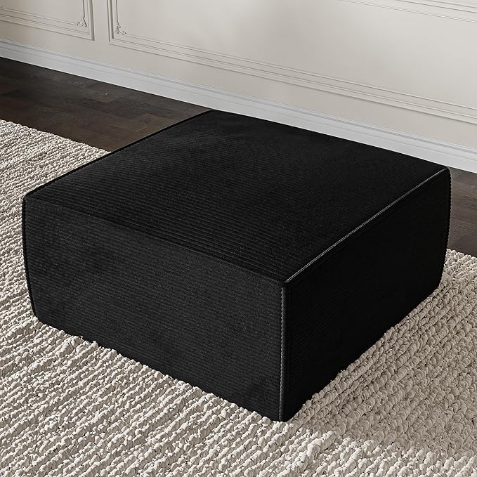 Cozy Castle 35 Ottoman for Sectional Couch Comfy Corduroy Futon Sofa Boneless Couches for Living Room Bedroom No Assembly Required (Black)