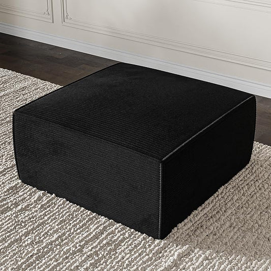 Cozy Castle 35 Ottoman for Sectional Couch Comfy Corduroy Futon Sofa Boneless Couches for Living Room Bedroom No Assembly Required (Black)