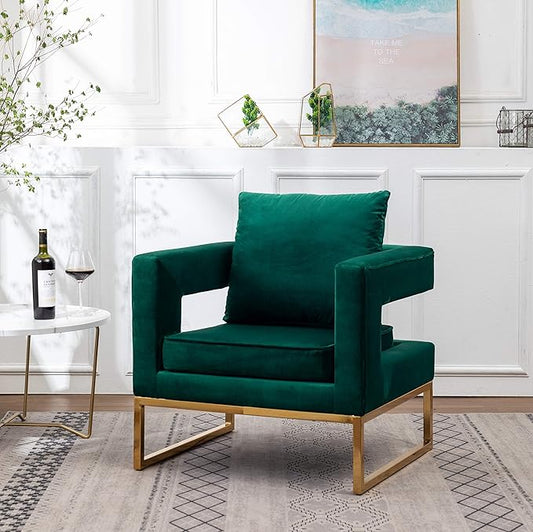 Roundhill Furniture Lenola Upholstered Accent Arm Chair Green 27.5D x 29.75W x 34.5H in
