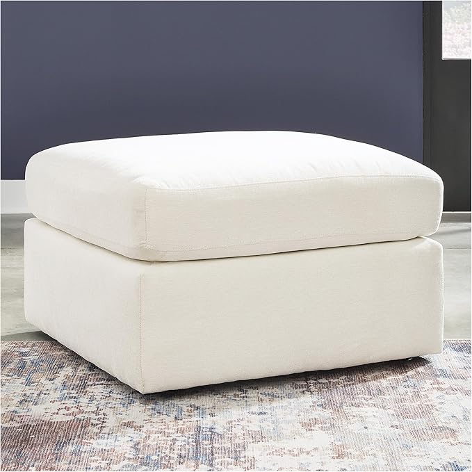 Signature Design by Ashley Modmax Contemporary Stain Resistant Upholstered Oversized Accent Ottoman with Non-Skid Legs White