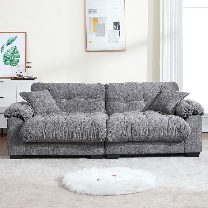 90.55 Cloud Couch Sectional Sofa for Living Room Modern Love Seat Sofa for Small Spaces 2 Seater Comfy Cloud Loveseat Small Sleeper Sofa Couch for Bedroom Grey