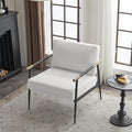 Modern Chic Accent Chair with Metal e Upholstered Chenille Living Room Chair with Removable Seat and Back Cushion Comfy Reading Chair for Bedroom White GH427