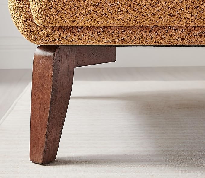 Oversized Accent Chair 37 Wide Boucle Armchair with Solid Wood Legs Upholstered Lounge Chair for Bedroom Office Modern Accent Chair for Living Room Cozy Reading Chair Easy Assembly Curry