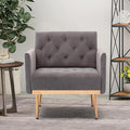 Modern Accent Chair Upholstered Single Sofa Arm Chair for Living Room and Bedroom Upholstered Comfy Armchair Chair with Solid Tapered Metal Legs (Gray)
