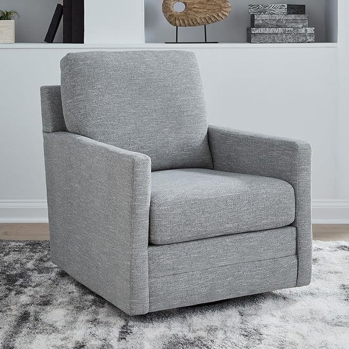 Signature Design by Ashley Freybourne Next-Gen Nuvella Casual Swivel Accent Chair with Reversible Cushions Light Gray