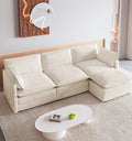 ROWHY 112'' Oversized Modular Sectional Cloud Couch with Movable Ottoman 4 Seat Modern Corduroy Sofa Deep Seat L Shaped Couch for Living Room Bedroom Apartment Cream