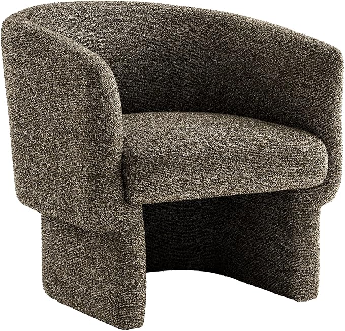 Modway Muse Comfy Barrel Accent Chair in Antique Boucle Fabric Cozy Round Reading Armchair – Upholstered Living Room Chair with Curved Back