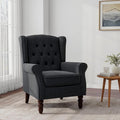 Accent Chair Upholstered Armchair with Button Tufted High Back &amp Solid Wood Legs Comfy Wingback Reading Single Sofa Chair for Small Spaces Living Room Bedroom (Blue Set of 1)