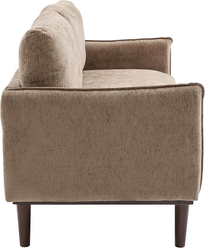 Christopher Knight Home Brena Modern Fabric Upholstered Loveseat Sofa Wooden 2 Seater Sofa Couch with Deep Seat Comfy Cloud Couch for Living Room Bedroom Home Office Brown