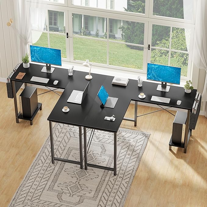 Alpen L Shaped Desk 50 Inch Computer Desk Gaming Table Corner Desk for Small Space Home Office Desk with CPU Stand and Side Storage Bag Sturdy Writing Workstation for Bedroom Black