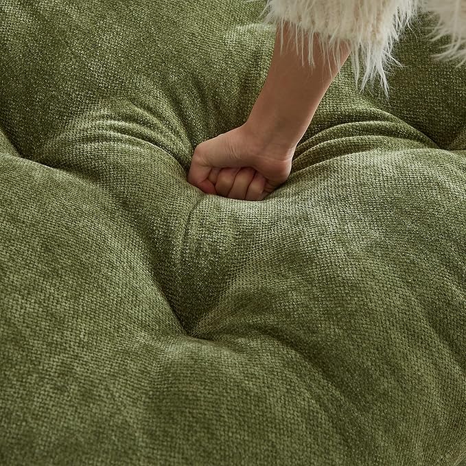 KEIKI 94.8 Chenille Deep Seat Modern Cloud Sofa Plush Upholstered 3 Seat Couch with Soft Cushions and Solid Wood Frame Fluffy High Comfort Design for Contemporary Living Rooms and Everyday Relaxation