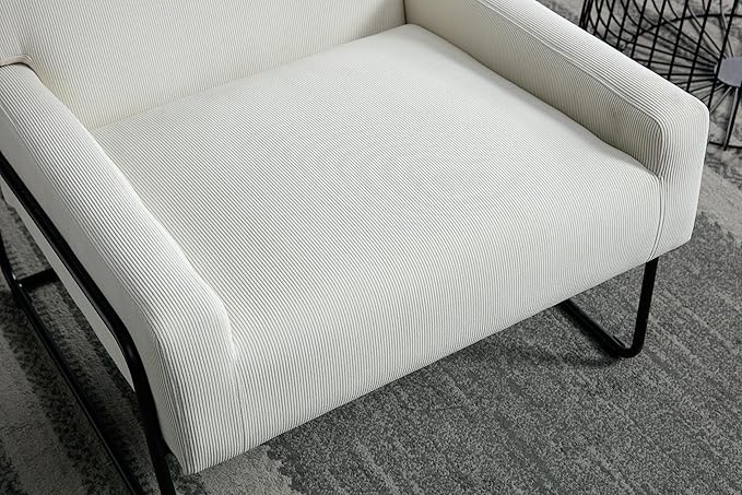 Accent Chair - Modern Industrial Slant Armchair with Metal Frame - Premium High Density Soft Single Chair for Living Room Bedroom