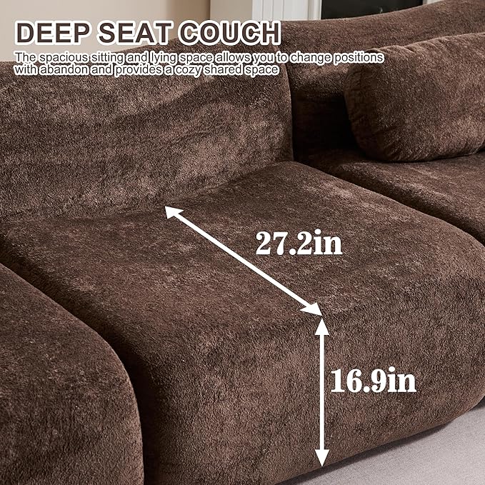 Multiple Modular Boneless Couches for Living Room Cloud Sectional Sofa with Comfy Deep Seat Oversized L-Shaped Convertible Couch with Ottoman for Bedroom Apartment 4 Modules Combined Chocolate
