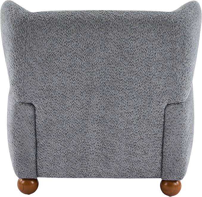 Christopher Knight Home Aiden Boucle Wingback Accent Chair Fabric Upholstered Club Chair with Wooden Frame Comfy Reading Chair for Living Room/Bedroom Dusty Blue+Walnut
