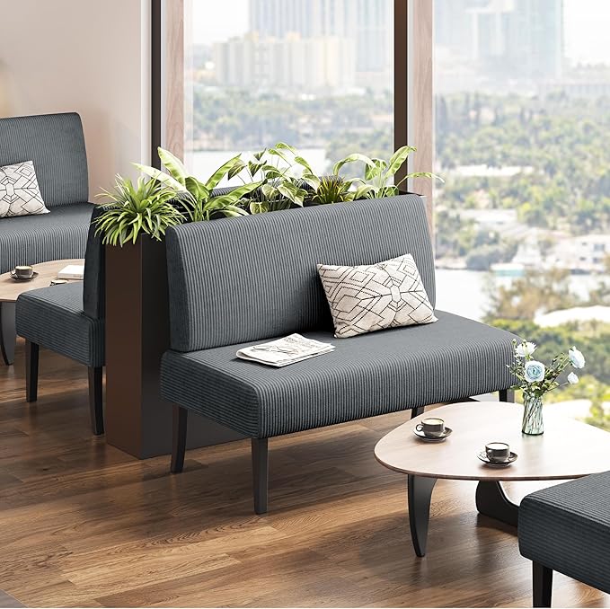 Yaheetech Small Mini Sofa Couch Armless Loveseat Futon for Bedroom Corduroy Fabric &amp Easy Assembly for Small Spaces Living RoomDormOfficeApartment Dark Grey