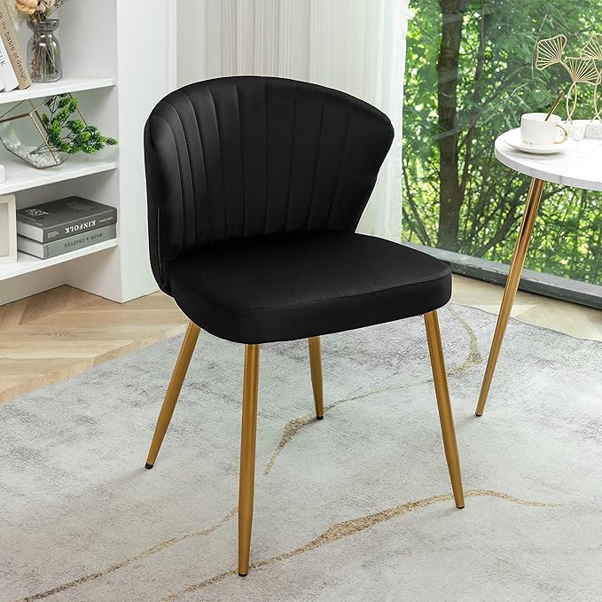 Modern Velvet Accent Chair for Living Room Bedroom Entryway or Small Spaces with Channel-Tufted Design Comfortable and Trendy Armless Seat Black
