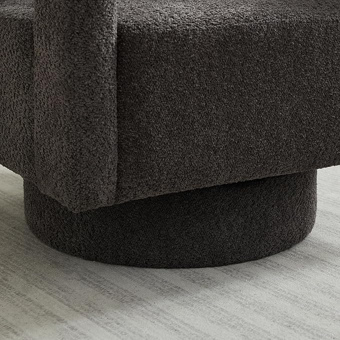 Setawix Boucle Swivel Barrel Chairs Set of 2Fuzzy Swivel ArmchairModern 360°Rotation Accent Arm Chair with Open ArmsSherpa Single Sofa Club Chair for Living RoomBedroom. (Charcoal 2PC)