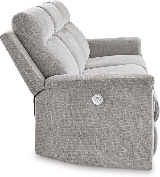 Signature Design by Ashley Barnsana Minimalist Power Reclining Sofa with USB Charging Ports Light Gray