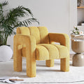 KEIKI 31 Boucle Accent Chair with High Density Foam Cushion Upholstered Modern Style Oversized Single Sofa Chair Easy Assembly for Living Room and Bedroom Apartment Office Yellow