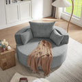 360° Swivel Barrel Chair Oversized Upholstered Swivel Chairs for Living RoomModern Chenille Fabric Club Chair55 Large Round Accent Chair with 3 Pillows for BedroomOffice (Grey 55-Inch)
