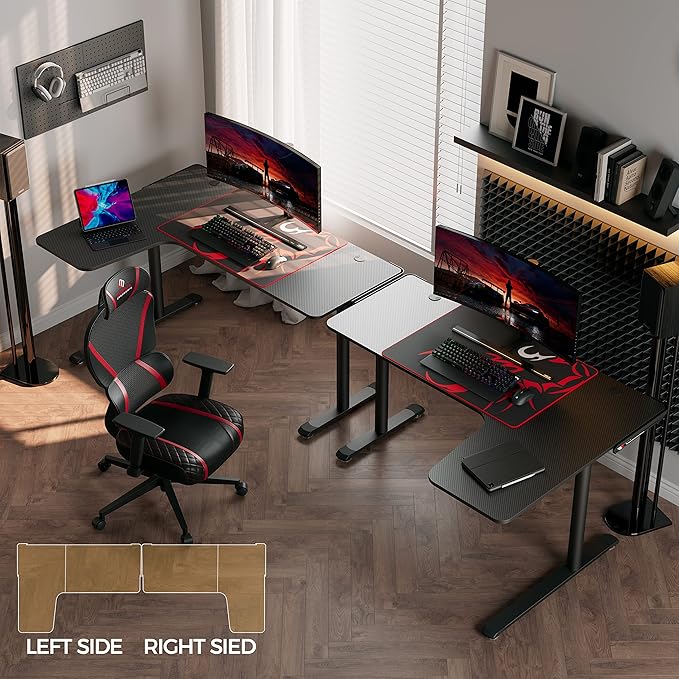 EUREKA ERGONOMIC L Shaped Gaming Desk 60 Inch L60 Home Office Corner PC Computer Gamer Table Large Writing Workstation Gifts w Mouse Pad Cable Management Space Saving Easy to Assemble Left Black