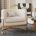 Alunaune Upholstered Velvet Accent Chair Barrel Chairs Modern Living Room Armchair Mid Century Lounge Chairs Sofa Tub Bucket Club Chair for Bedroom-Ivory