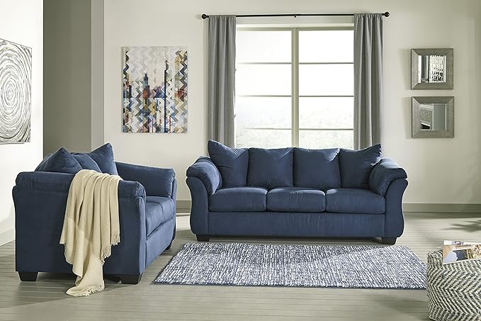 Signature Design by Ashley Darcy Casual Plush Sofa Dark Blue