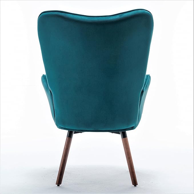 Chic Accent Arm Chairs for Living Room Bedroom or Home Office Button-Tufted Midcentury Armchair with Wingback Design and Splayed Legs Greynish Blue