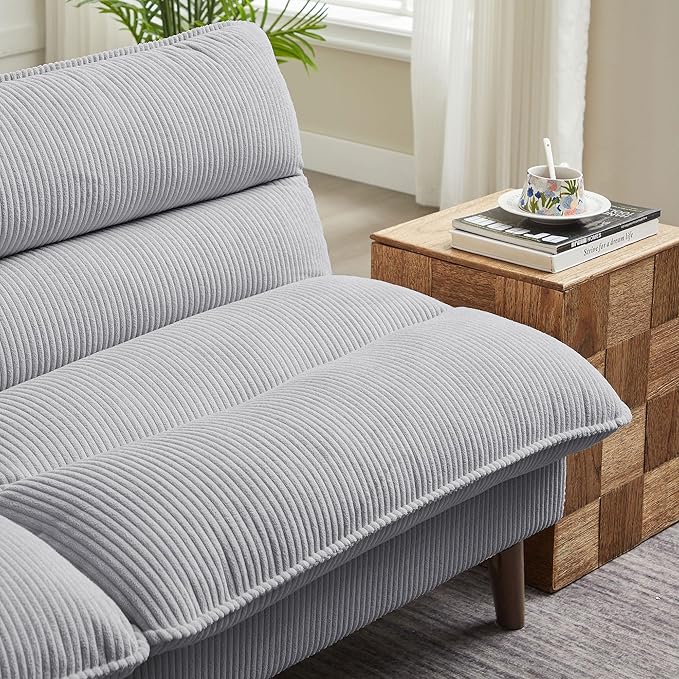 Convertible Futon Sofa Bed 72 Loveseat Couch with 3-Level Adjustble Backrest Modern Futon Loveseat Sofa for Living Room Apartment Light Grey