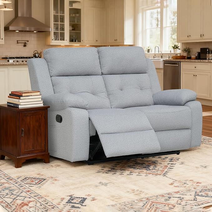 Reclining Loveseat Recliner Sofa 2-Seater Double Manual Dual Recliner Oversized Couches for Living Room Bedroom RV(Loveseat Grey)