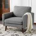 ELUCHANG Accent Chair Set of 1 Oversized Mid Century Modern Arm Chair Soft Linen Fabric Sofa Chairs Upholstered Comfy Chair for Living Room Bedroom Apartment (Grey)