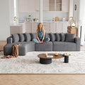 131 Boneless Chenille Sectional L-Shaped Sofa Modern Cloud-Shaped Curved 3-Seater Sofa Includes 10 Pillows Living Room Fabric Corner Couch (Grey 131” Left Chaise)