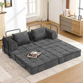 6-in-1 Convertible Sleeper Sofa Bed Corduroy Folding Mattress Couch with Fixed-Shape Frame Modular Foldable Boneless Couch Loveseat Couches with 2 Pillows for Living Room Bedroom Grey